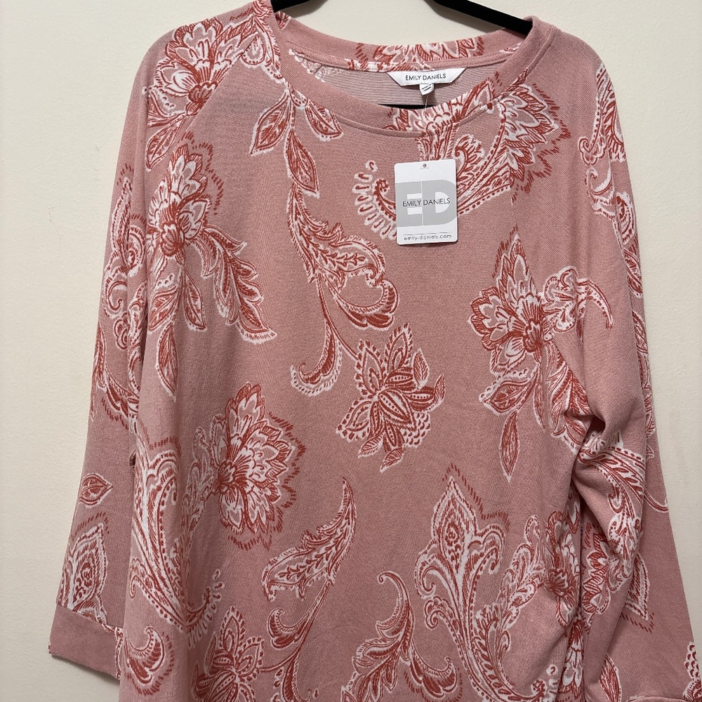 Emily Daniels Floral Top Blouse Size 2X